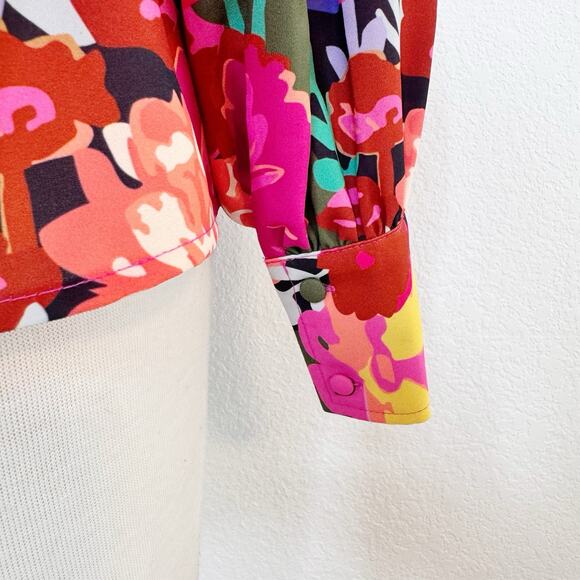 Crosby by Mollie Burch Renny Top Floral Forest Size S Pink Colorful Preppy Glam - Picture 4 of 14